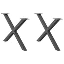 sofabordsben X-formet 2 stk. antracit 70 x (42-43) cm stål