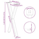 spisebordsben X-formet 2 stk. sort 50x(72-73) cm stål