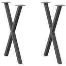 spisebordsben X-formet 2 stk. antracit 50x(72-73) cm stål