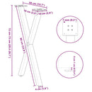 spisebordsben X-formet 2 stk. antracit 50x(72-73) cm stål