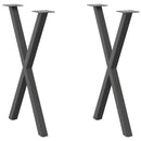 spisebordsben X-formet 2 stk. antracit 57 x (72-73) cm stål
