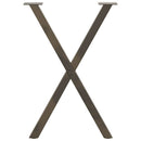 spisebordsben X-formet 2 stk. naturstål 57 x (72-73) cm stål