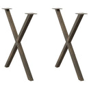 spisebordsben X-formet 2 stk. naturstål 70 x (72-73) cm stål