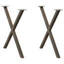 spisebordsben X-formet 2 stk. naturstål 80x(72-73) cm stål