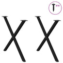 spisebordsben X-formet 2 stk. sort 90 x (72-73) cm stål
