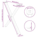 spisebordsben X-formet 2 stk. sort 90 x (72-73) cm stål