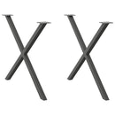 spisebordsben X-formet 2 stk. antracit 90 x (72-73) cm stål