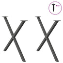 spisebordsben X-formet 2 stk. antracit 90 x (72-73) cm stål