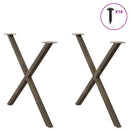 spisebordsben X-formet 2 stk. naturstål 90x(72-73) cm stål