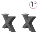 sofabordsben X-formet 2 stk. antracit 50x(30-31) cm stål