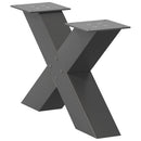 sofabordsben X-formet 2 stk. antracit 50x(30-31) cm stål