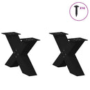 sofabordsben X-formet 2 stk. sort 60 x (30-31) cm stål
