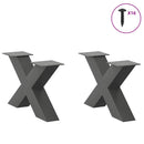 sofabordsben X-formet 2 stk. antracit 60x(30-31) cm stål