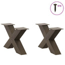 sofabordsben X-formet 2 stk. naturstål 60x(30-31) cm stål