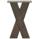 sofabordsben X-formet 2 stk. naturstål 38 x (42-43) cm stål