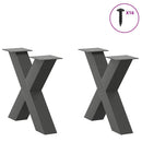 sofabordsben X-formet 2 stk. antracit 50x(42-43) cm stål