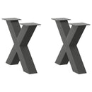 sofabordsben X-formet 2 stk. antracit 60 x (42-43) cm stål