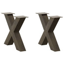 sofabordsben X-formet 2 stk. naturstål 60x(42-43) cm stål