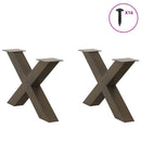 sofabordsben X-formet 2 stk. naturstål 70 x (42-43) cm stål