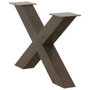 sofabordsben X-formet 2 stk. naturstål 70 x (42-43) cm stål