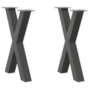 spisebordsben X-formet 2 stk. antracit 50x(72-73) cm stål