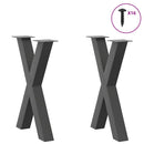 spisebordsben X-formet 2 stk. antracit 50x(72-73) cm stål