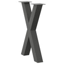 spisebordsben X-formet 2 stk. antracit 50x(72-73) cm stål