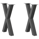 spisebordsben X-formet 2 stk. antracit 60 x (72-73) cm stål
