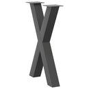 spisebordsben X-formet 2 stk. antracit 60 x (72-73) cm stål