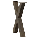 spisebordsben X-formet 2 stk. naturstål 60 x (72-73) cm stål