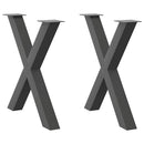 spisebordsben X-formet 2 stk. antracit 70 x (72-73) cm stål