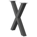 spisebordsben X-formet 2 stk. antracit 70 x (72-73) cm stål