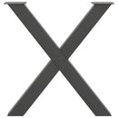spisebordsben X-formet 2 stk. antracit 70 x (72-73) cm stål