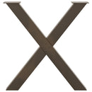 spisebordsben X-formet 2 stk. naturstål 70 x (72-73) cm stål