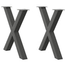 spisebordsben X-formet 2 stk. antracit 80x(72-73) cm stål
