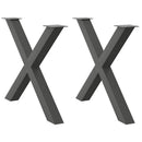 spisebordsben X-formet 2 stk. antracit 90 x (72-73) cm stål