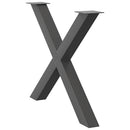 spisebordsben X-formet 2 stk. antracit 90 x (72-73) cm stål
