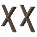 spisebordsben X-formet 2 stk. naturstål 90x(72-73) cm stål