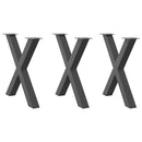 spisebordsben X-formet 3 stk. antracit 70 x (72-73) cm stål