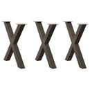 spisebordsben X-formet 3 stk. naturstål 70x(72-73) cm stål