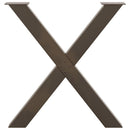 spisebordsben X-formet 3 stk. naturstål 80x(72-73) cm stål