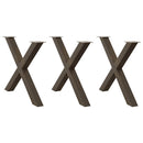 spisebordsben X-formet 3 stk. naturstål 90x(72-73) cm stål