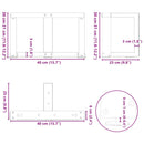 sofabordsben T-formet 2 stk. sort 40x25x(30-31) cm stål