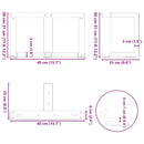 sofabordsben T-formet 2 stk. sort 40x25x(30-31) cm stål