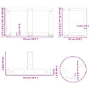 sofabordsben T-formet 2 stk. antracit 50x25x(30-31) cm stål
