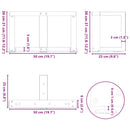 sofabordsben T-formet 2 stk. sort 50x25x(30-31) cm stål
