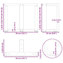 sofabordsben T-formet 2 stk. sort 50x25x(42-43) cm stål