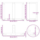 sofabordsben T-formet 2 stk. sort 50x25x(42-43) cm stål