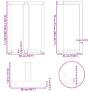 spisebordsben T-formet 2 stk. antracit 50x35x(72-73) cm stål