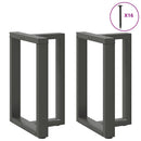 spisebordsben T-formet 2 stk. antracit 60x35x(72-73) cm stål